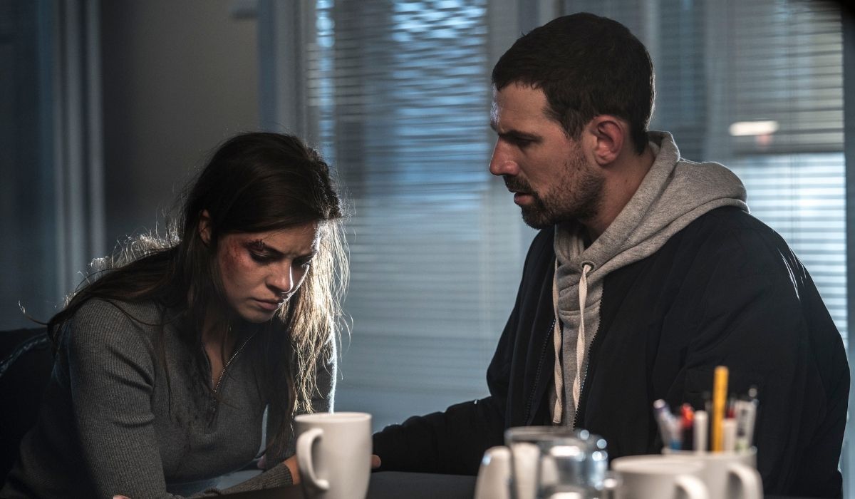 Loro Uccidono - Nel Buio della mente: Natalie Madueño (Louise Bergstein) e Kenneth M. Christensen (Jan Michelson) in una scena della serie. Credits: Miso Film/Sky Italia