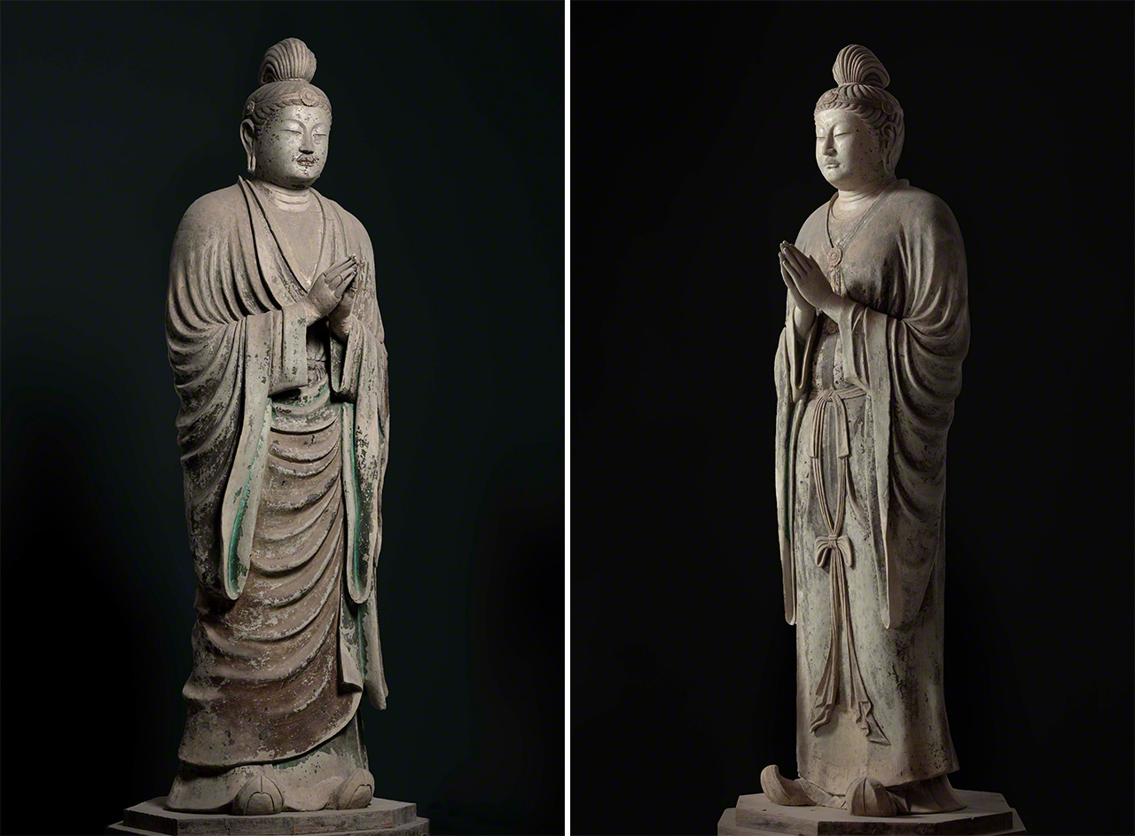 Los bodhisattva Nikkō (izquierda) y Gakkō.